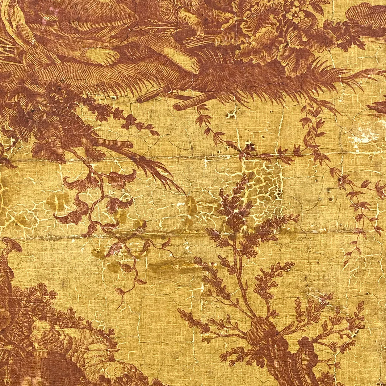 French Louis XVI Style Toile Linen Fabric Three-Fold Room Screen