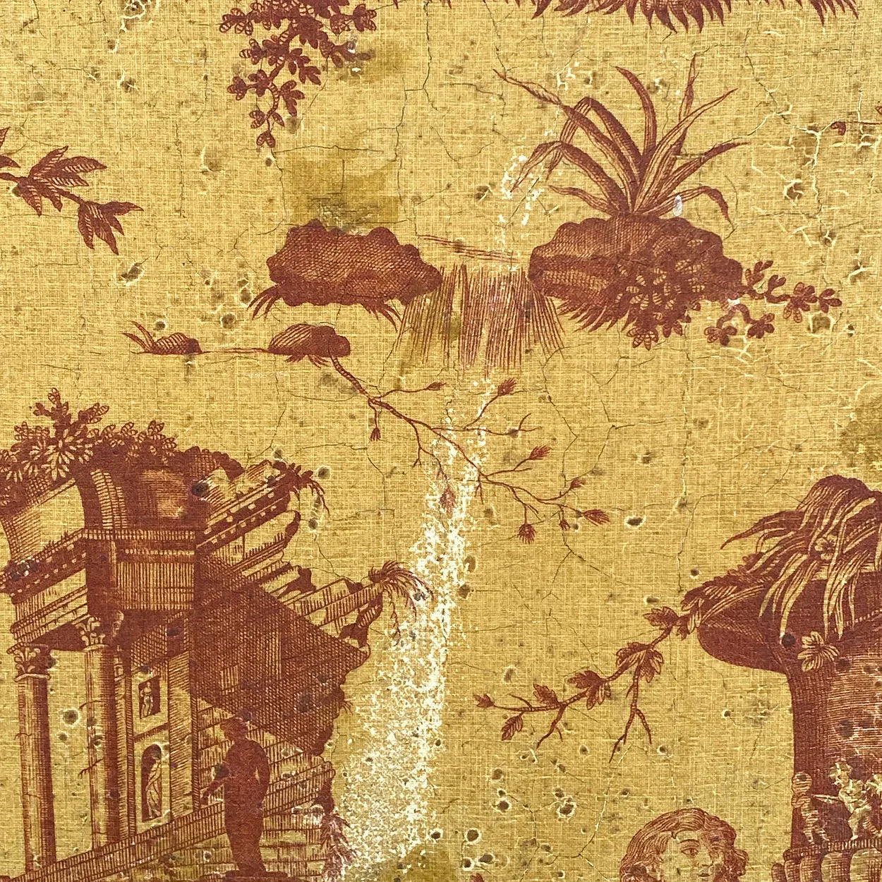 French Louis XVI Style Toile Linen Fabric Three-Fold Room Screen