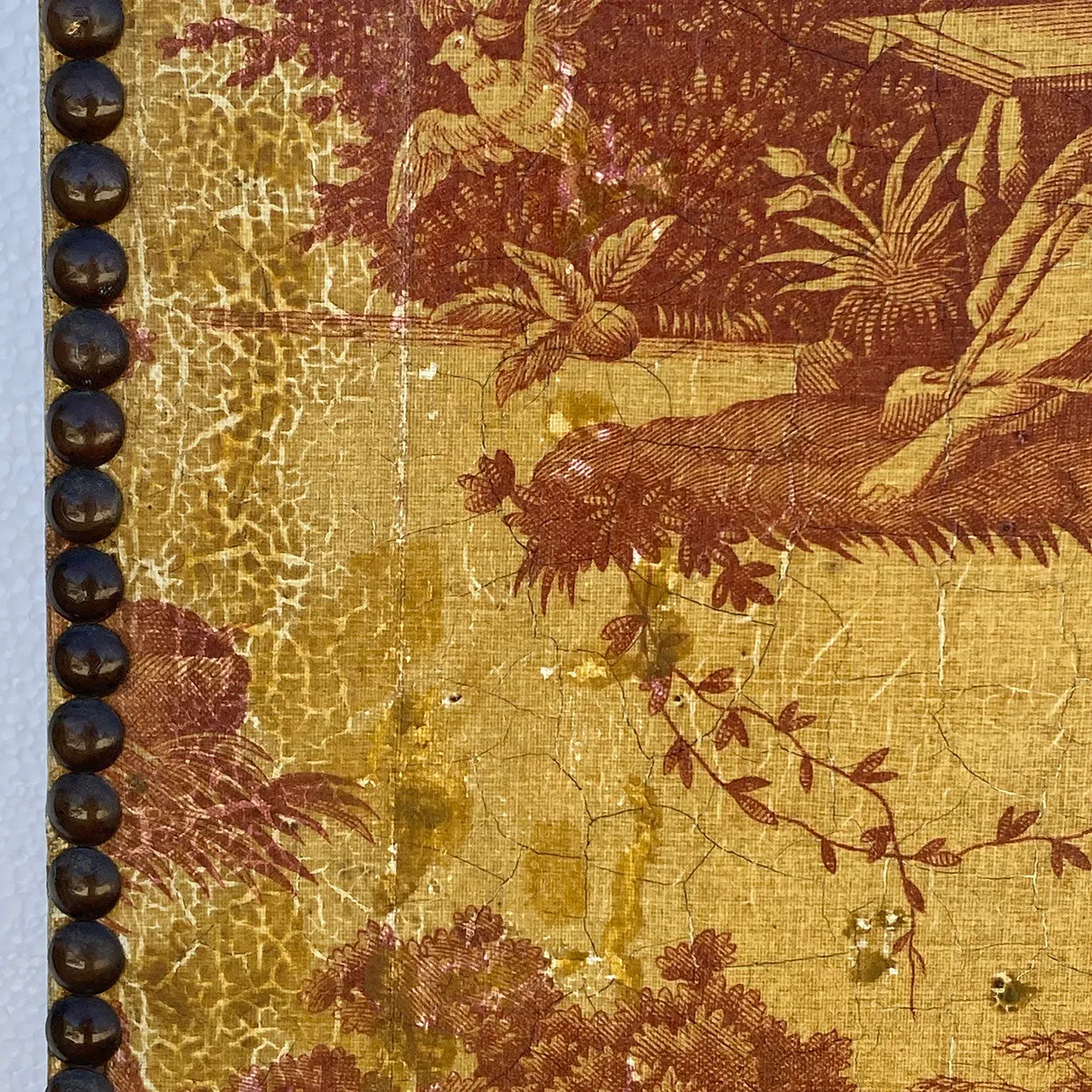 French Louis XVI Style Toile Linen Fabric Three-Fold Room Screen