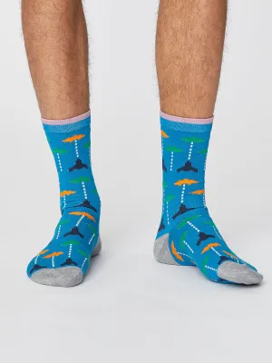 Gaming Bamboo Socks in Bright Blue by Thought, Size 7-11