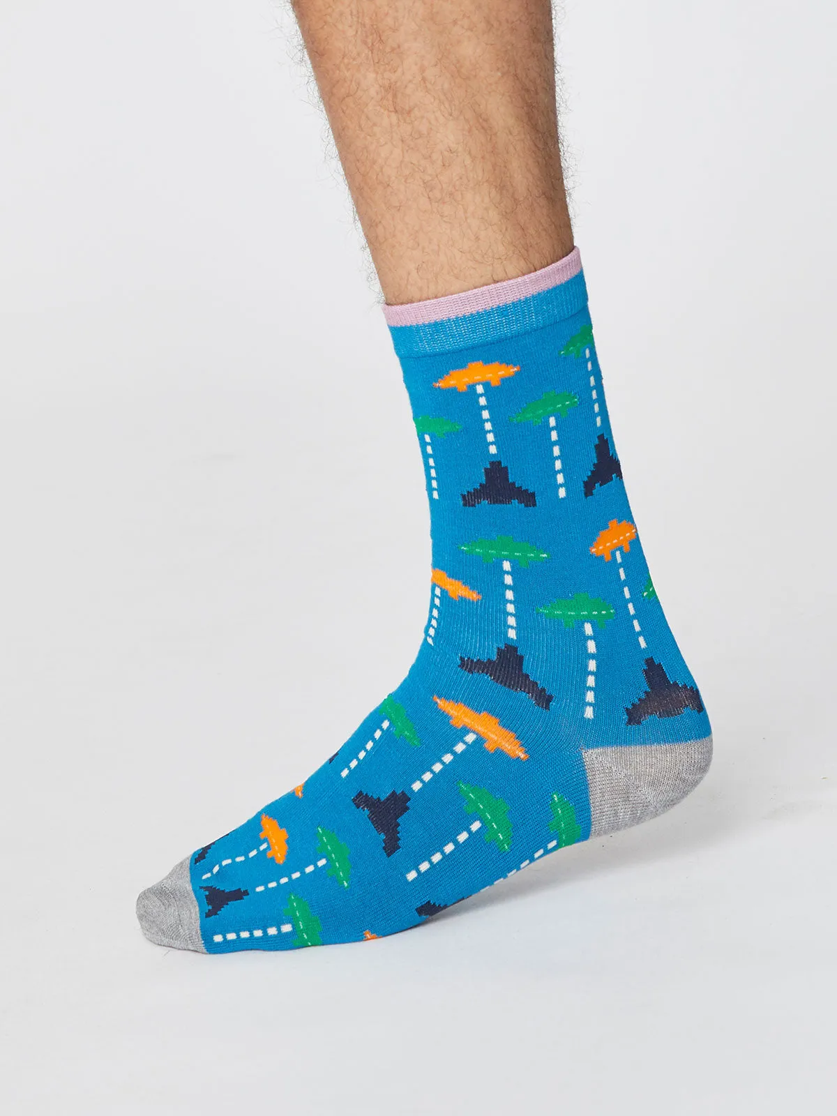 Gaming Bamboo Socks in Bright Blue by Thought, Size 7-11