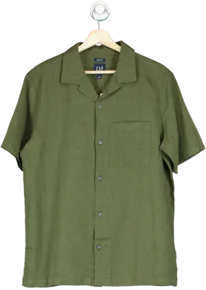 GAP Olive Green Linen Blend Short Sleeve Shirt UK S