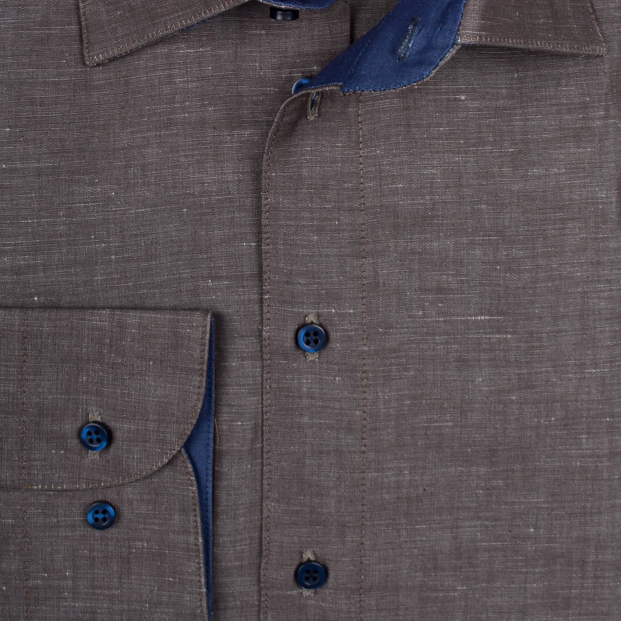 Gary Shirt Cotton Linen - Dark Brown