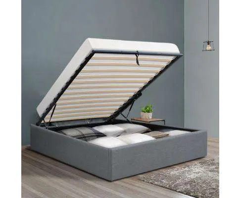 Gas Lift Bed Frame Base With Storage Platform Fabric - Grey