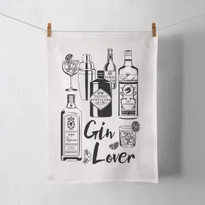 Gin Lover Screen Printed Tea Towel
