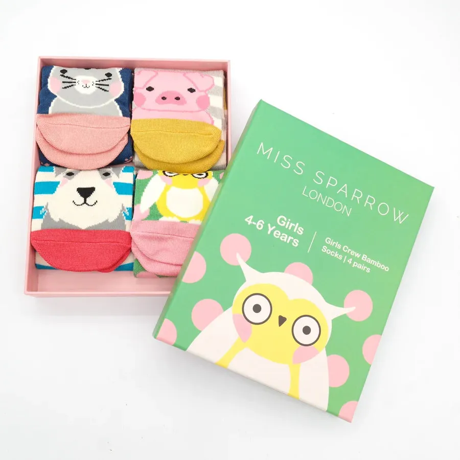 Girls 4-6 Years Animal Bamboo Socks Box by Miss Sparrow