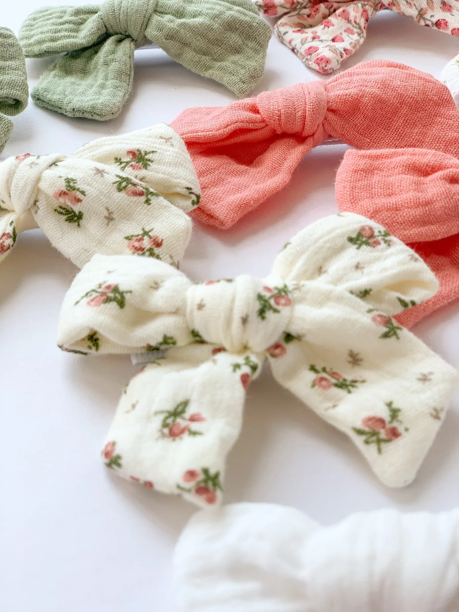 Girls Bow Hair Clips Two Pack- Sage