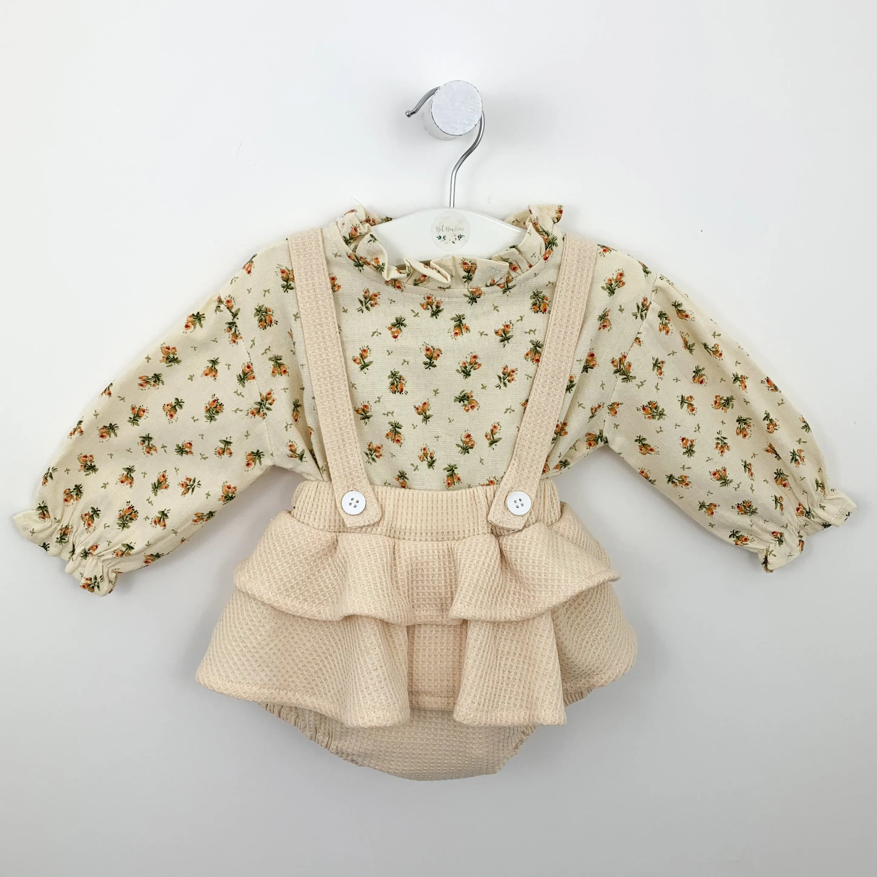 Girls Frilly Bloomers Set- Cream Floral