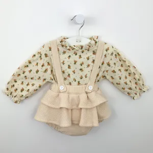 Girls Frilly Bloomers Set- Cream Floral