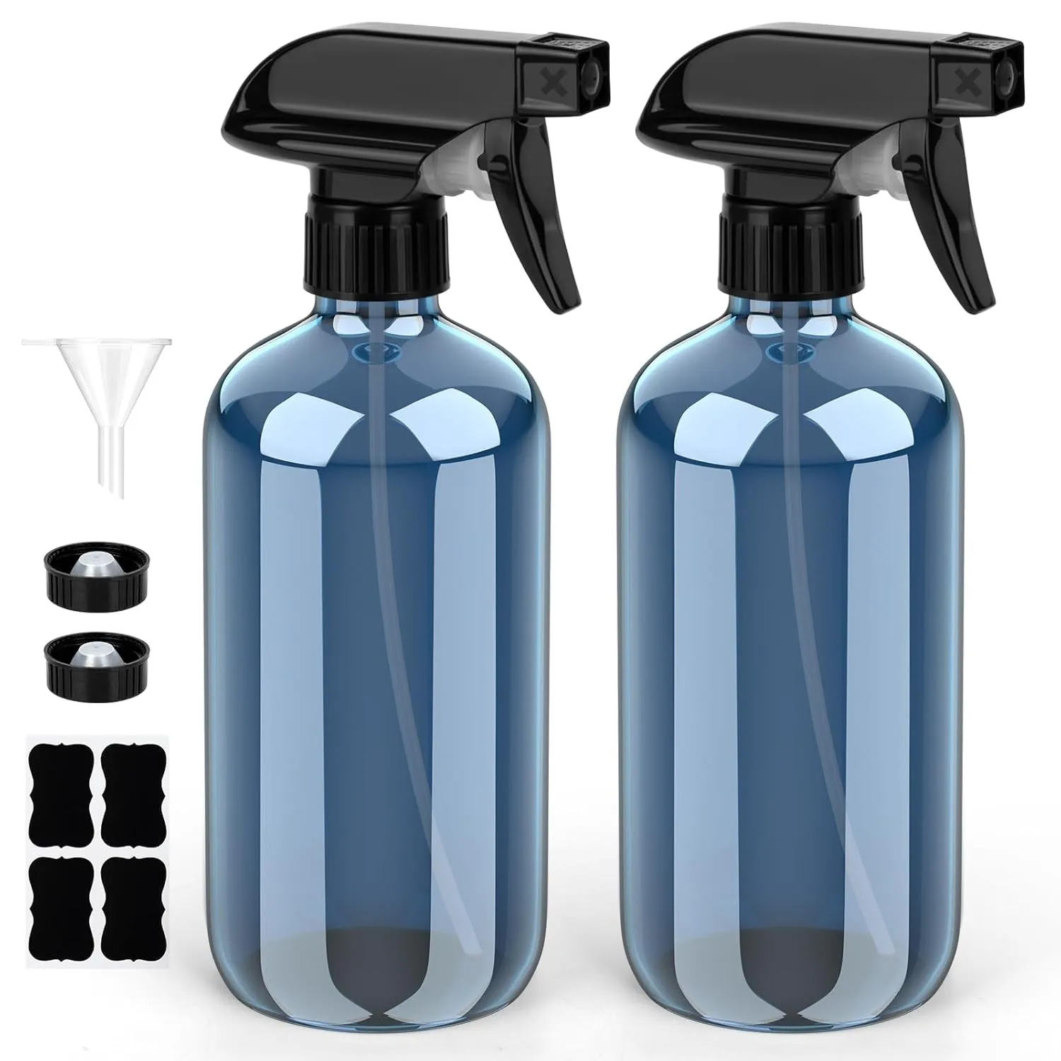 Glass Spray Bottle, Amber Glass Spray Bottle Set & Accessories for Non-Toxic Window Cleaners Aromatherapy Facial Hydration Watering Flowers Hair Care (2 Pack/16 Oz) (Amber)
