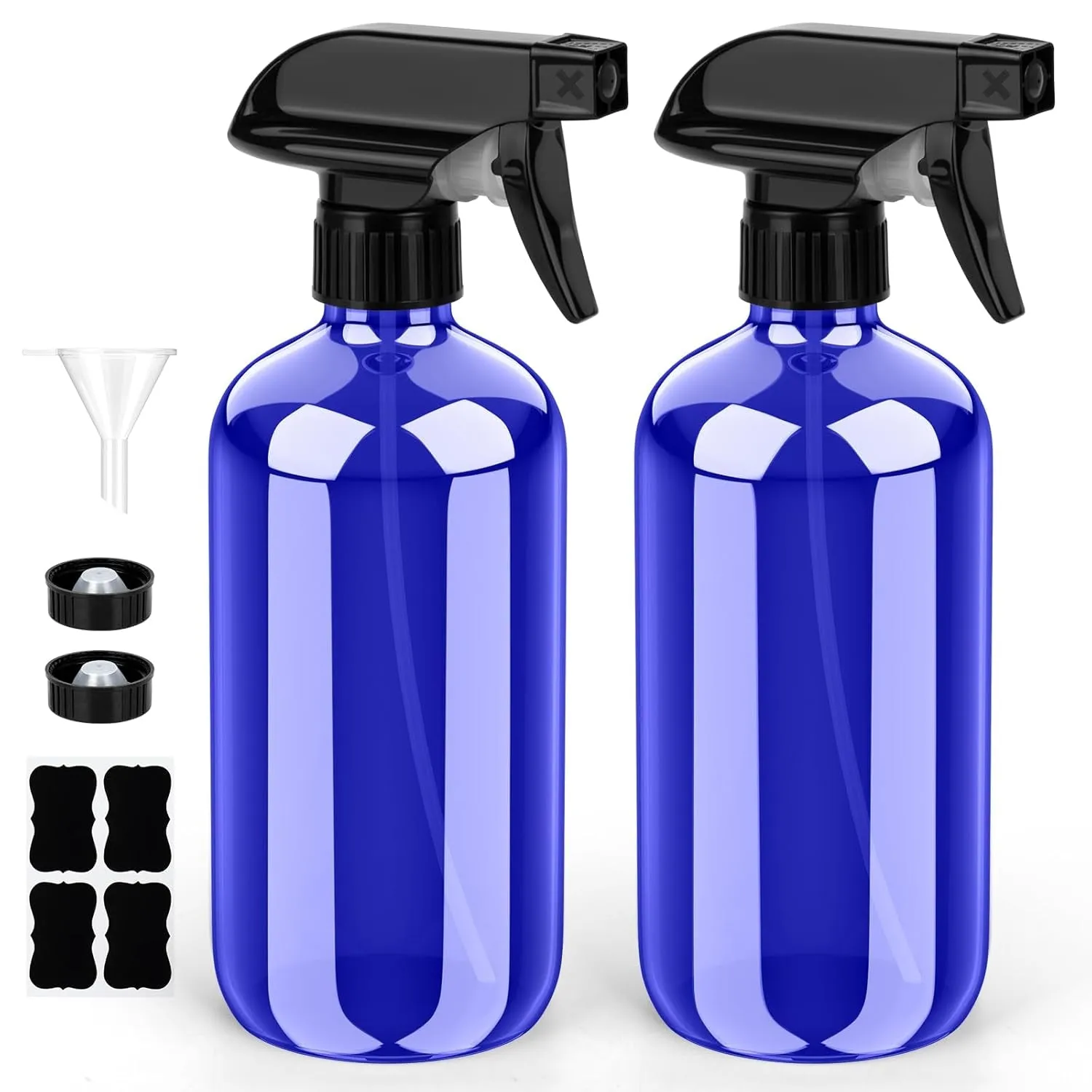 Glass Spray Bottle, Amber Glass Spray Bottle Set & Accessories for Non-Toxic Window Cleaners Aromatherapy Facial Hydration Watering Flowers Hair Care (2 Pack/16 Oz) (Amber)