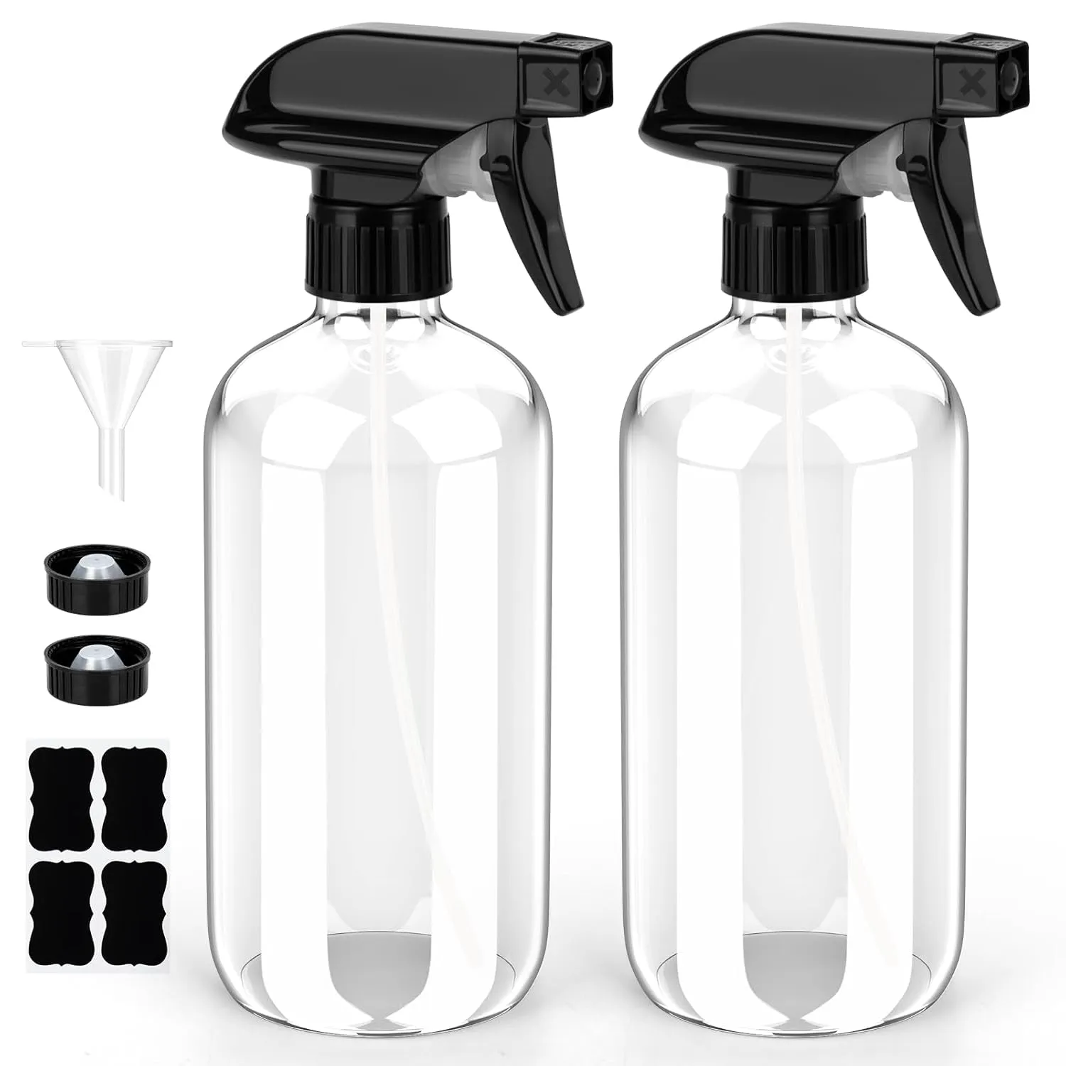Glass Spray Bottle, Amber Glass Spray Bottle Set & Accessories for Non-Toxic Window Cleaners Aromatherapy Facial Hydration Watering Flowers Hair Care (2 Pack/16 Oz) (Amber)