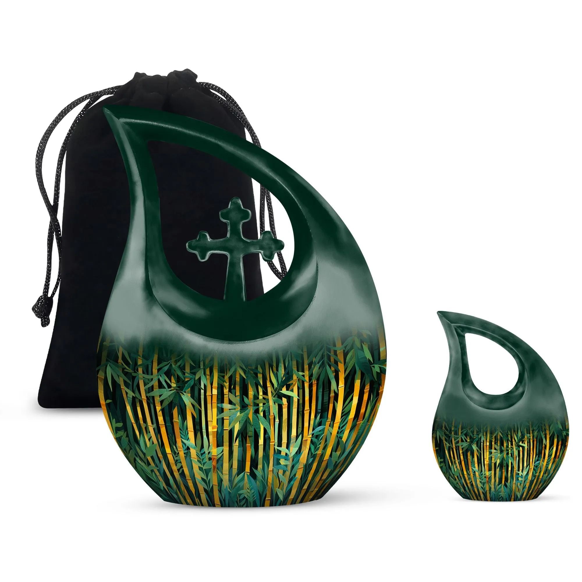 Golden Bamboo Forest Tribute - Eternal Rest Memorial Urn