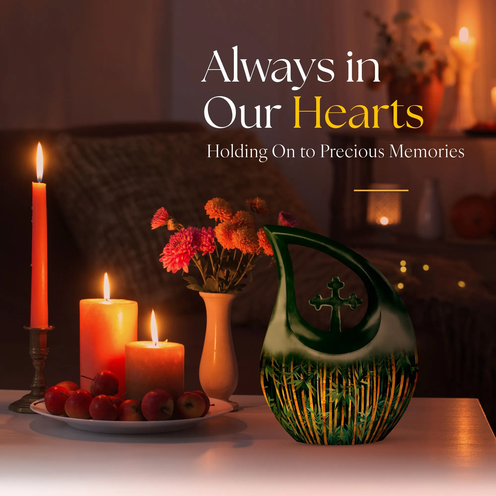 Golden Bamboo Forest Tribute - Eternal Rest Memorial Urn