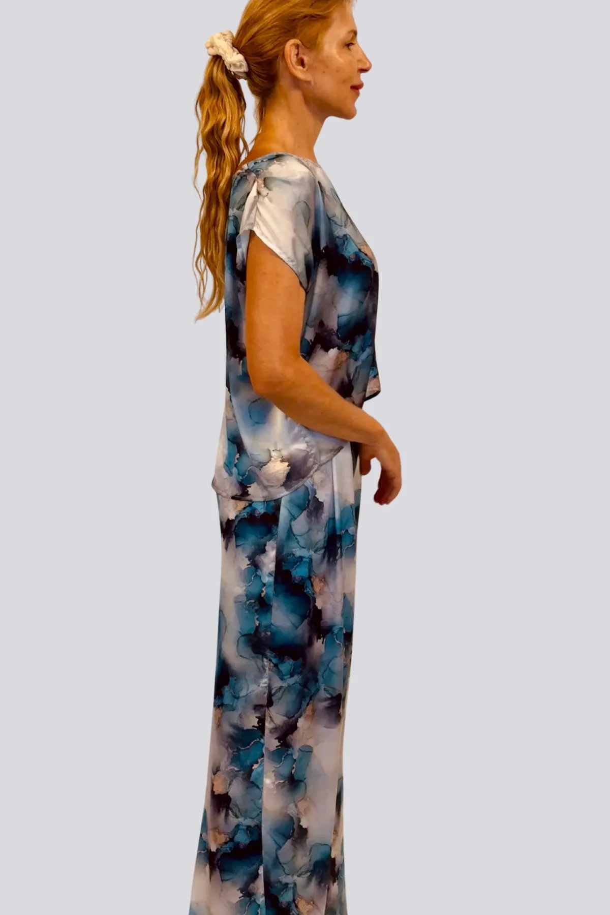 Golden Blue Pleated Trousers