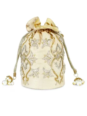 Golden Motif Embroidered Potli