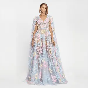 Gown "Hortensia" With Detachable Sleeves Maxi