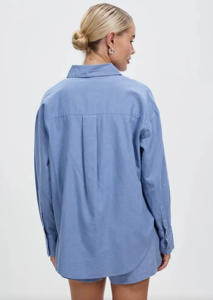 Grace Linen Blend Long Sleeve Shirt Glacial