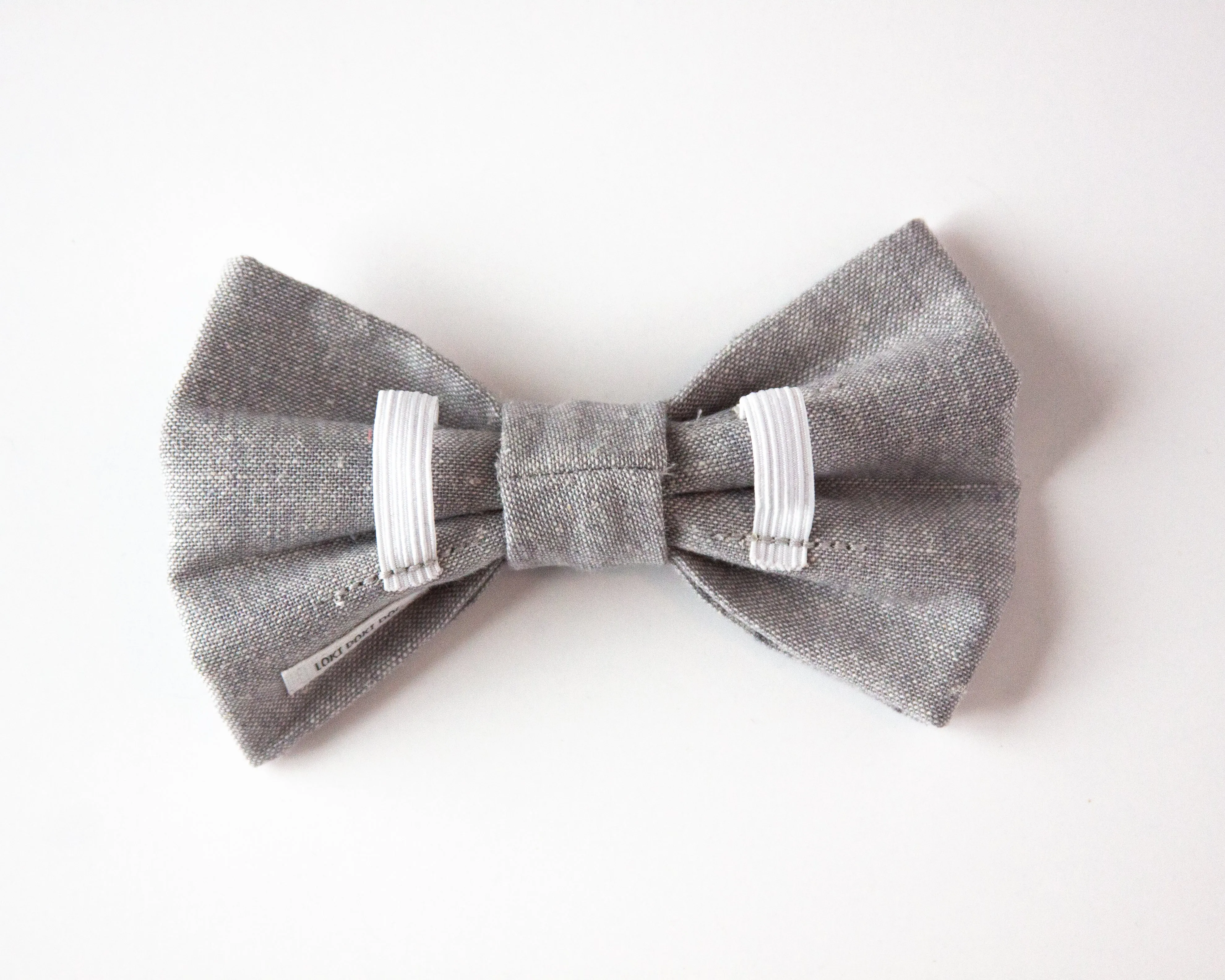 Gray Linen Dog Bow Tie