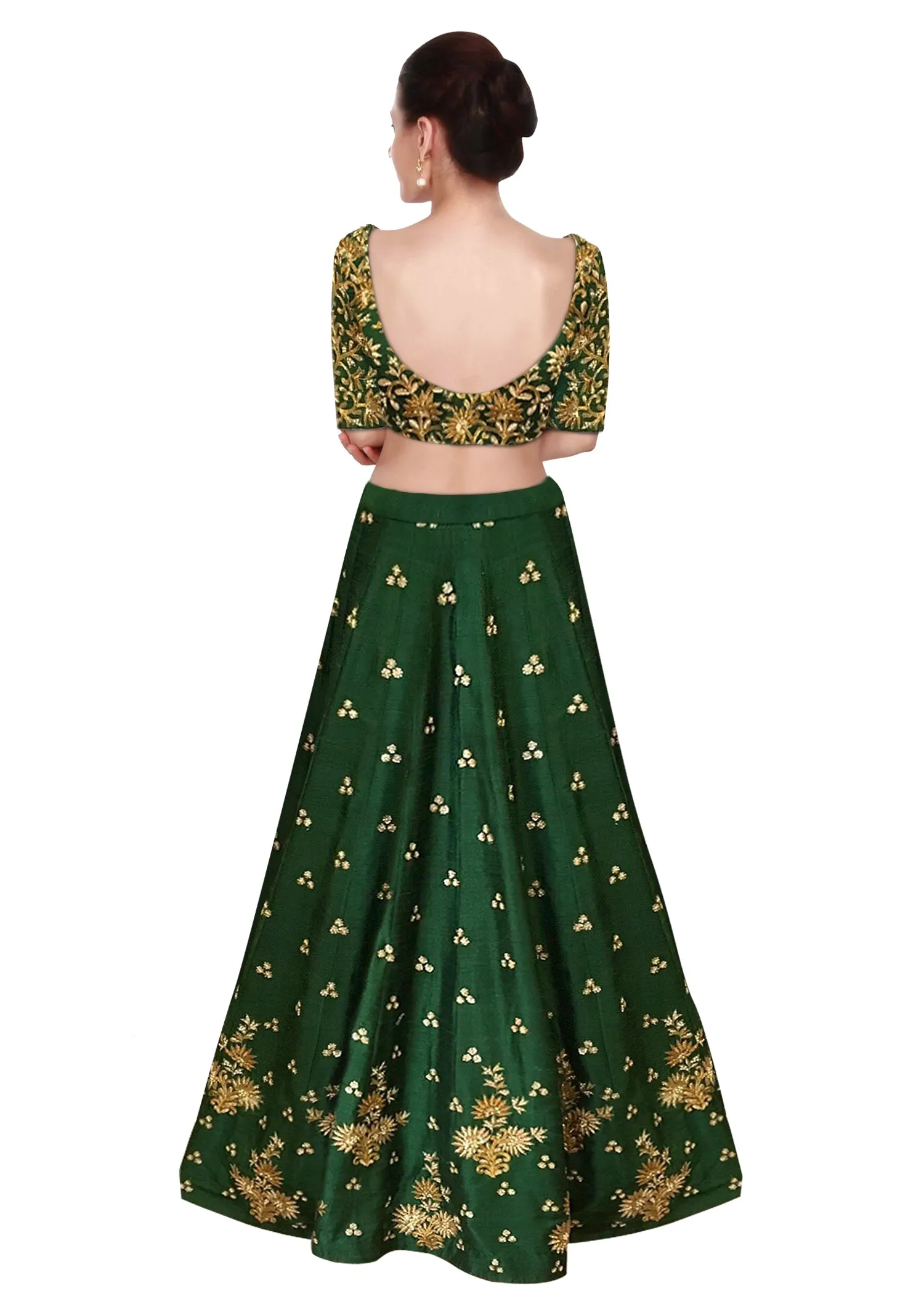 Green Color Lehenga Choli with Beige Dupatta