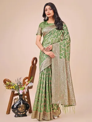 Green Linen Cotton Saree