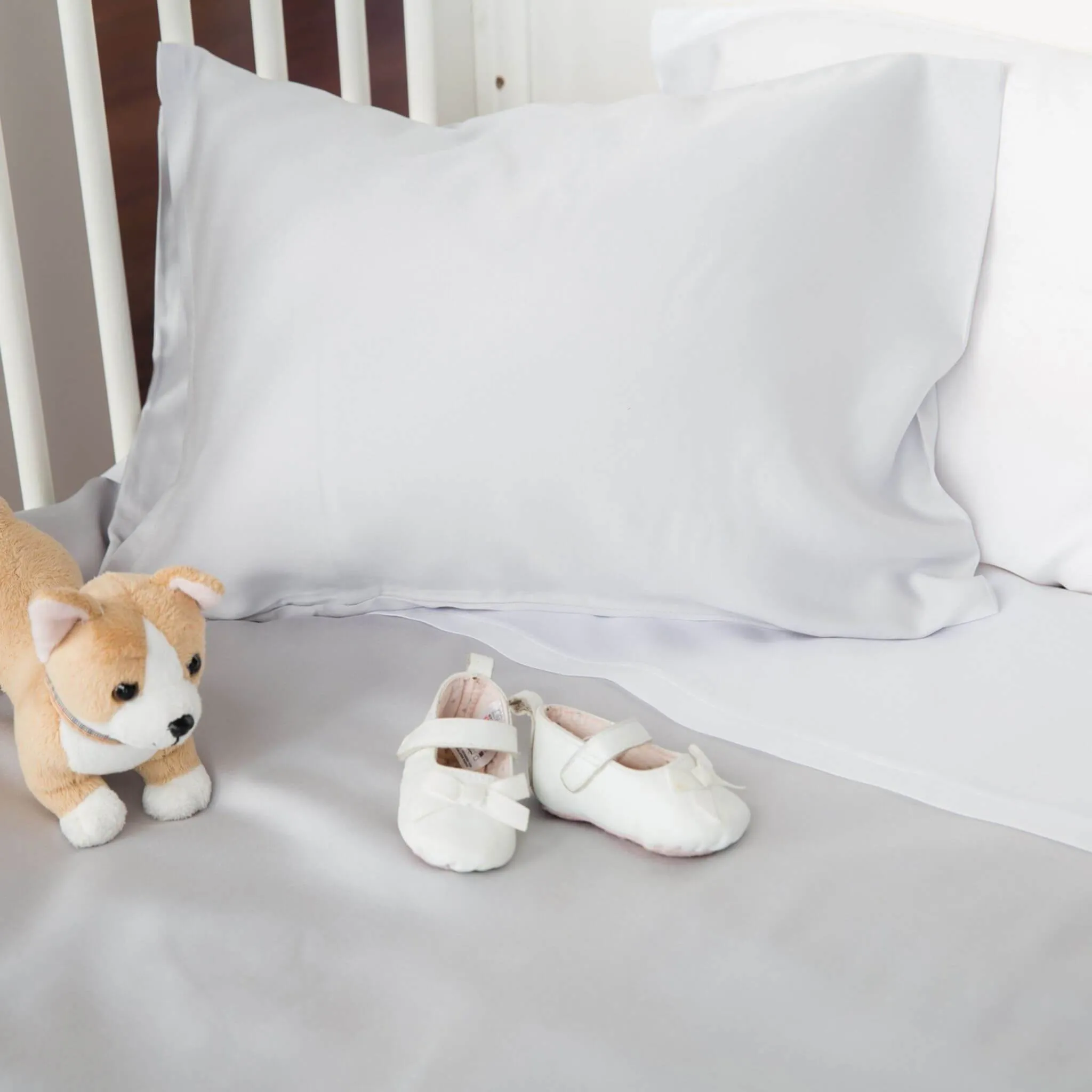 Grey 100% Organic & Bamboo Cot Complete Bedding Set - 70cmx140cm