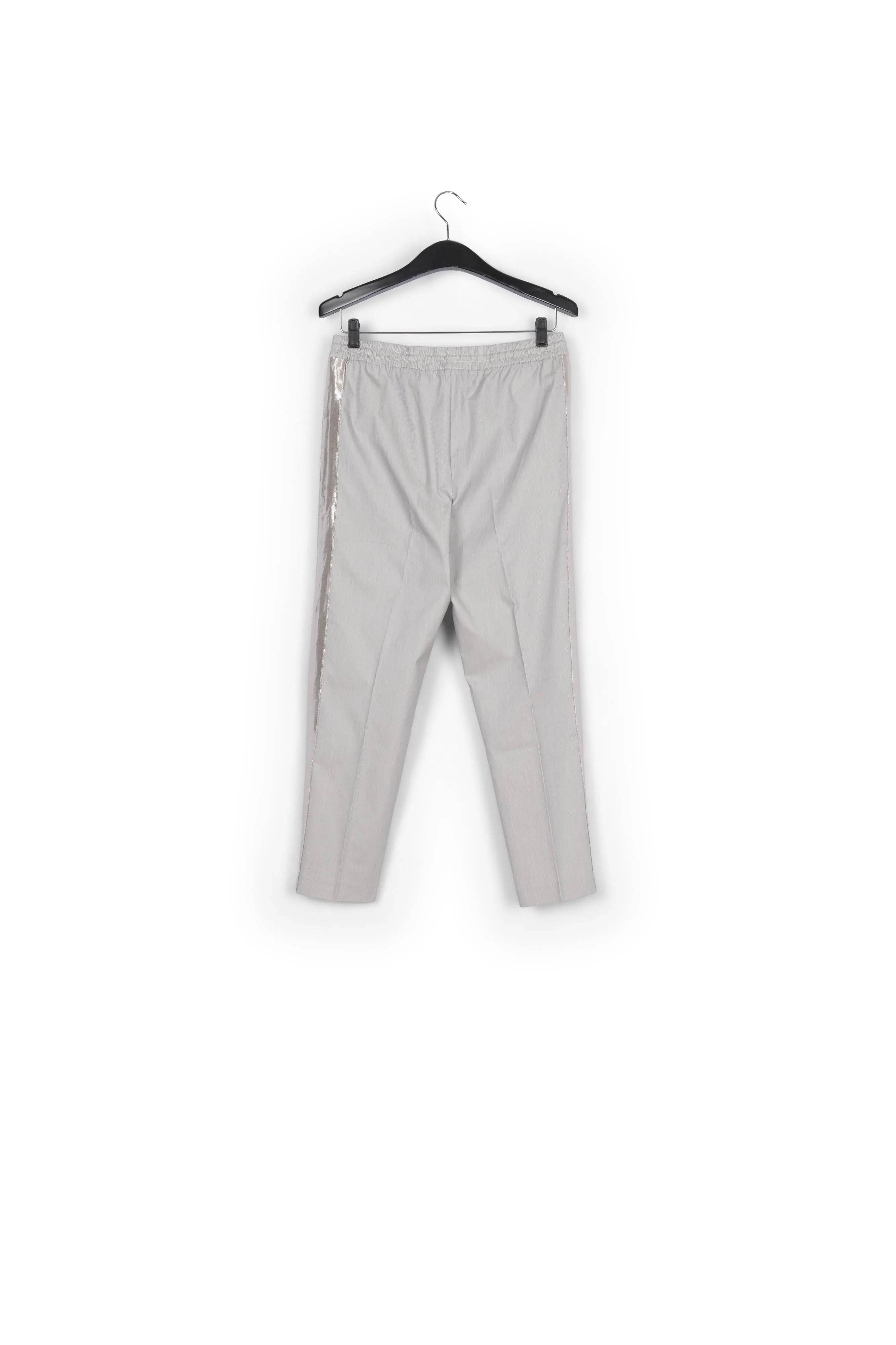 Grey and off-white checked cotton-blend pants