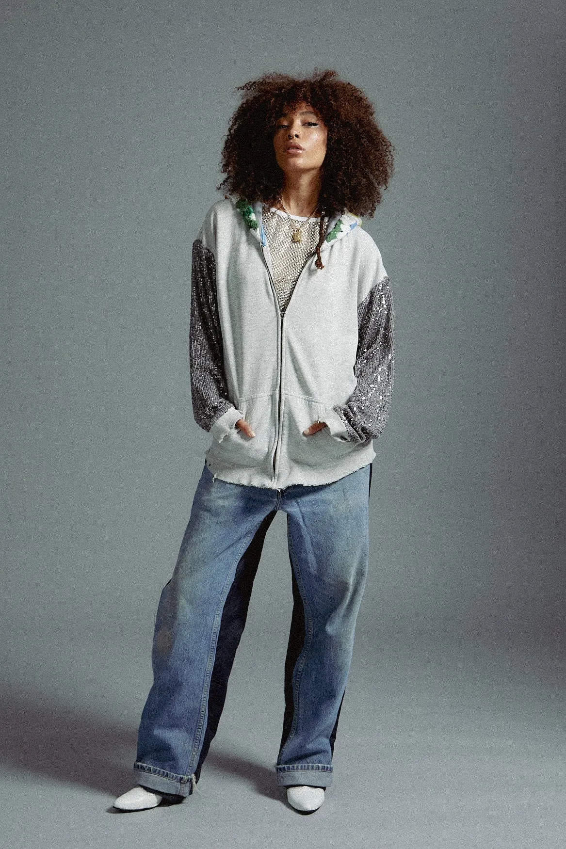 Grey FunFun Zip Hoodie