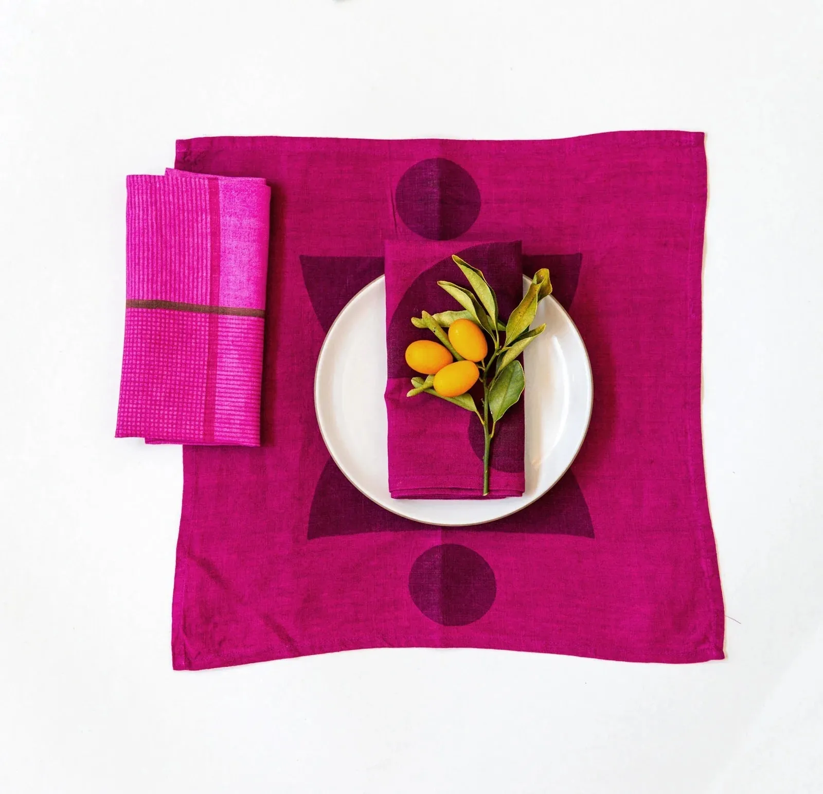 Hand Block-Printed Otto Napkin Set · Plum