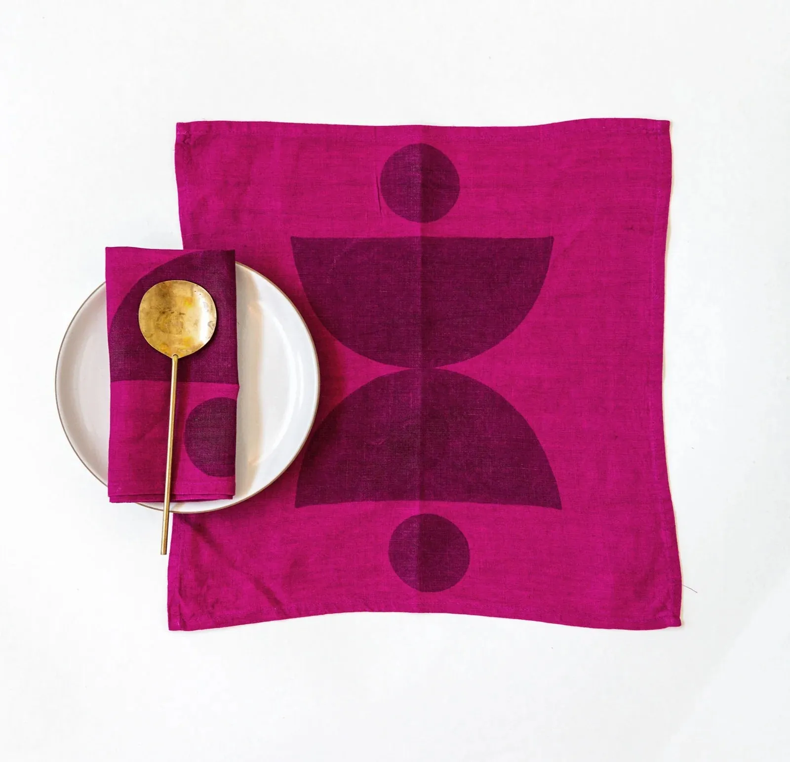 Hand Block-Printed Otto Napkin Set · Plum