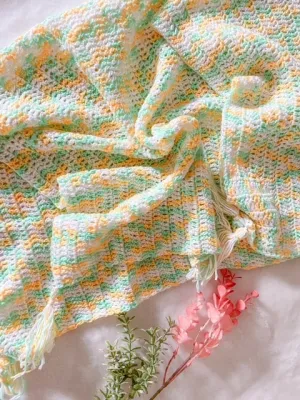 Hand-Crocheted Bamboo and Organic Cotton Baby Blanket