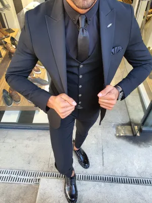 Henderson Black Slim Fit Suit - Elegant Three-Piece Ensemble for Every Occasion