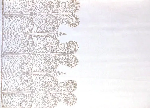 Home Couture Fabric: Gypsy Dance Left Print - Custom Iced Coffee on Off White 100% Washed Linen