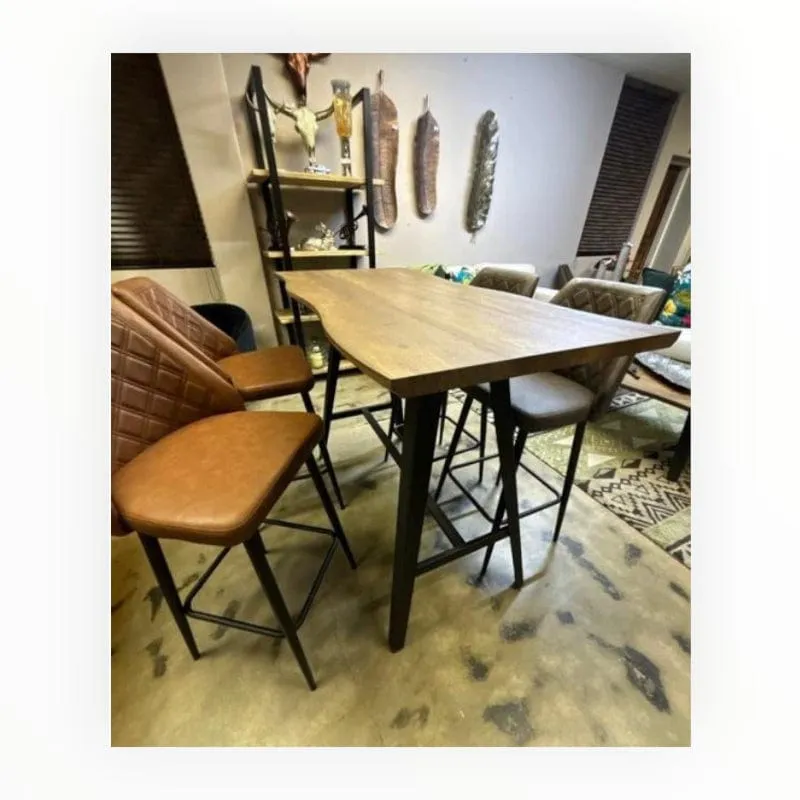 Home Luca Bar Table with Black Metal Legs