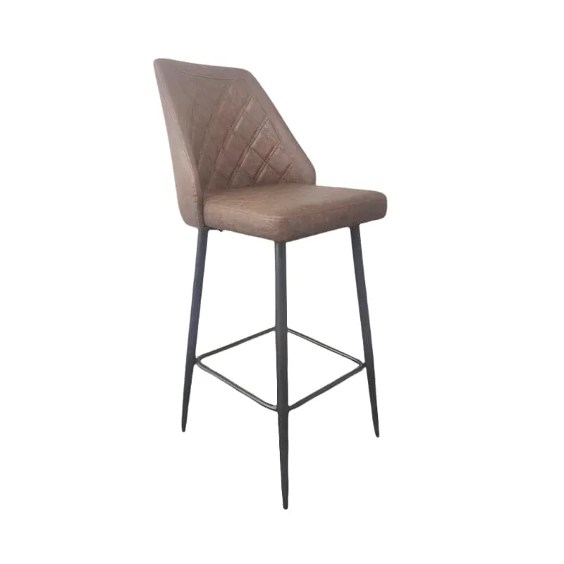 Home Nico Brown Bar Stool with Steel Legs