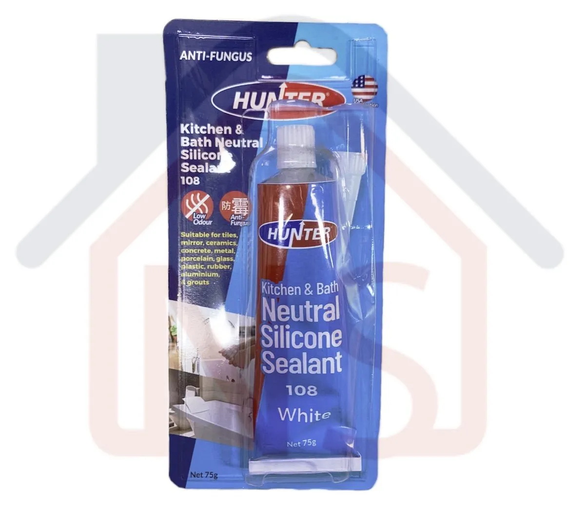 Hunter 108 Anti Fungus White Silicone Sealant for Kitchen and Bathroom Low Odour Anti Fungal Silicon