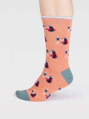 Imena Bamboo Animal Socks in Peach Orange by Thought, Size 4-7