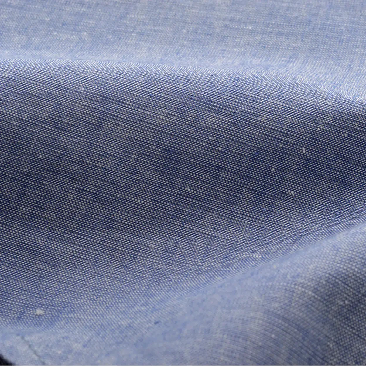 INDIGO LINEN BAND COLLAR L/S SHIRT