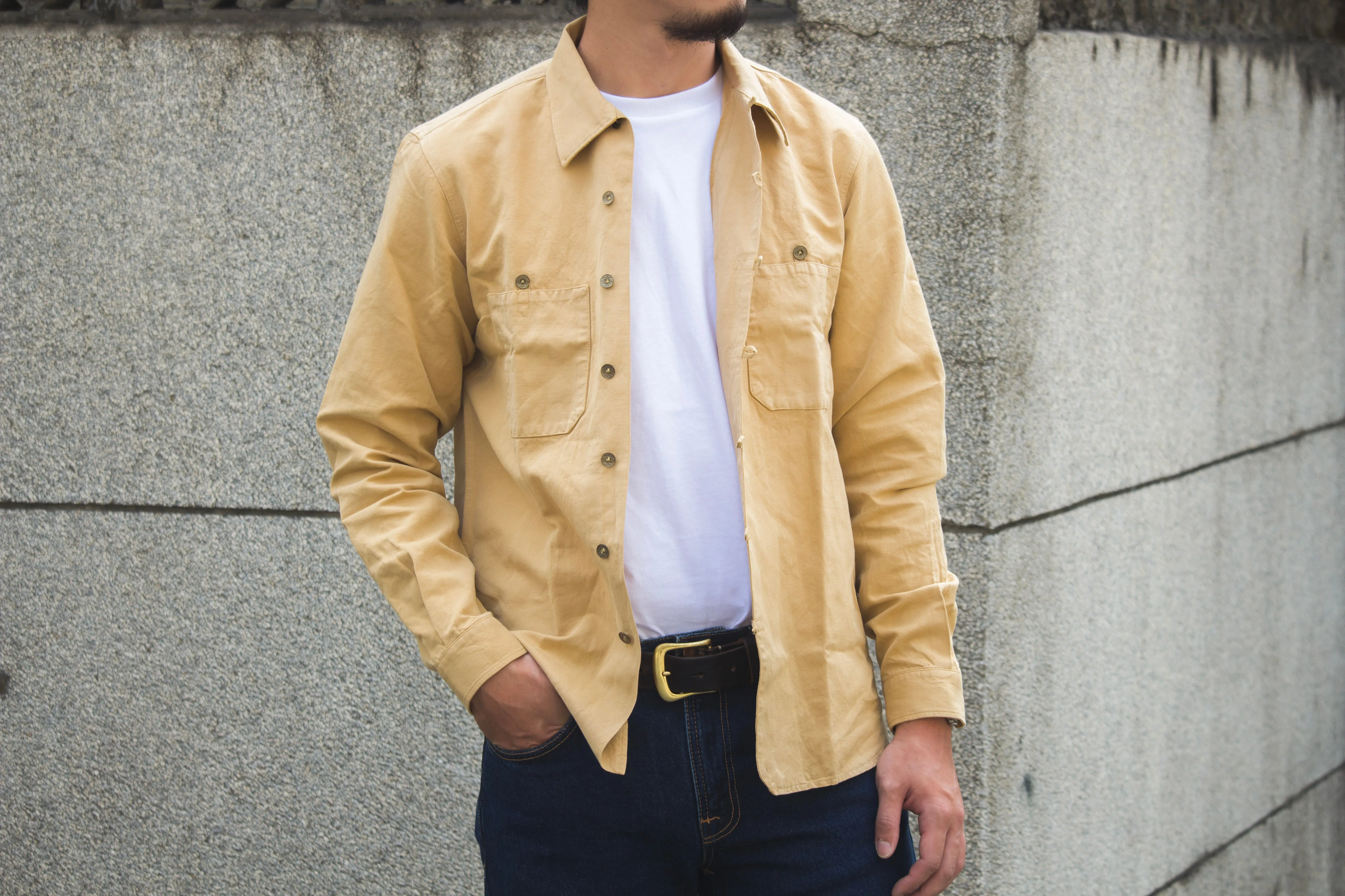 【Indigofera】Dhani Shirt Cotton/Linen Canvas Desert Pinon  / 棉麻混紡前門襟襯衫