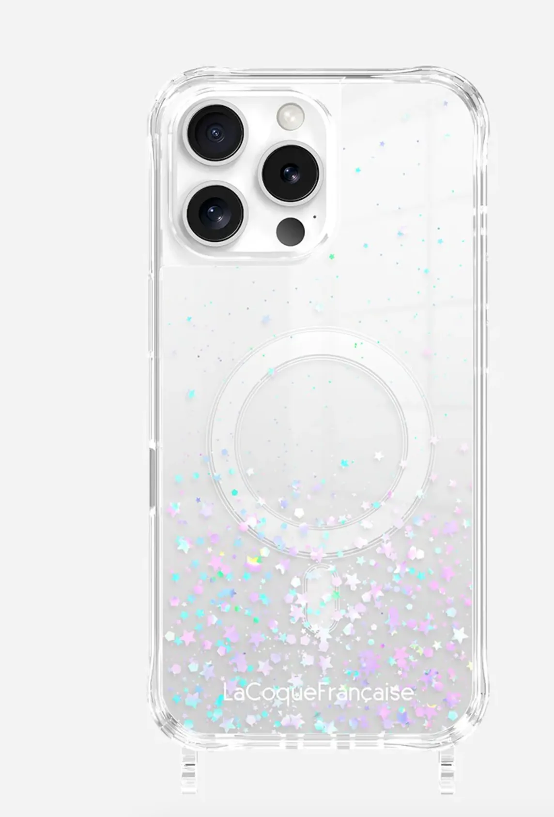 iPhone 15 Pro Glitter Transparent shockproof case with silicone rings