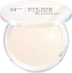 IT Cosmetics Bye Bye Pores Illumination - Pressed Finishing Powder   Subtle Radiance - Universal Translucent Shade - Contains Anti-Aging Peptides, Silk, Hydrolyzed Collagen & Antioxidants - 0.31 oz
