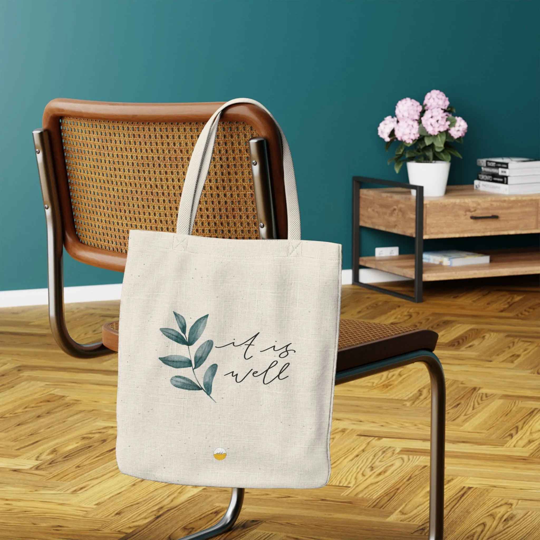 It is well with my soul Cotton Linen Tote Bag | Hand lettered, handmade Tote Bag with Christian Hymn