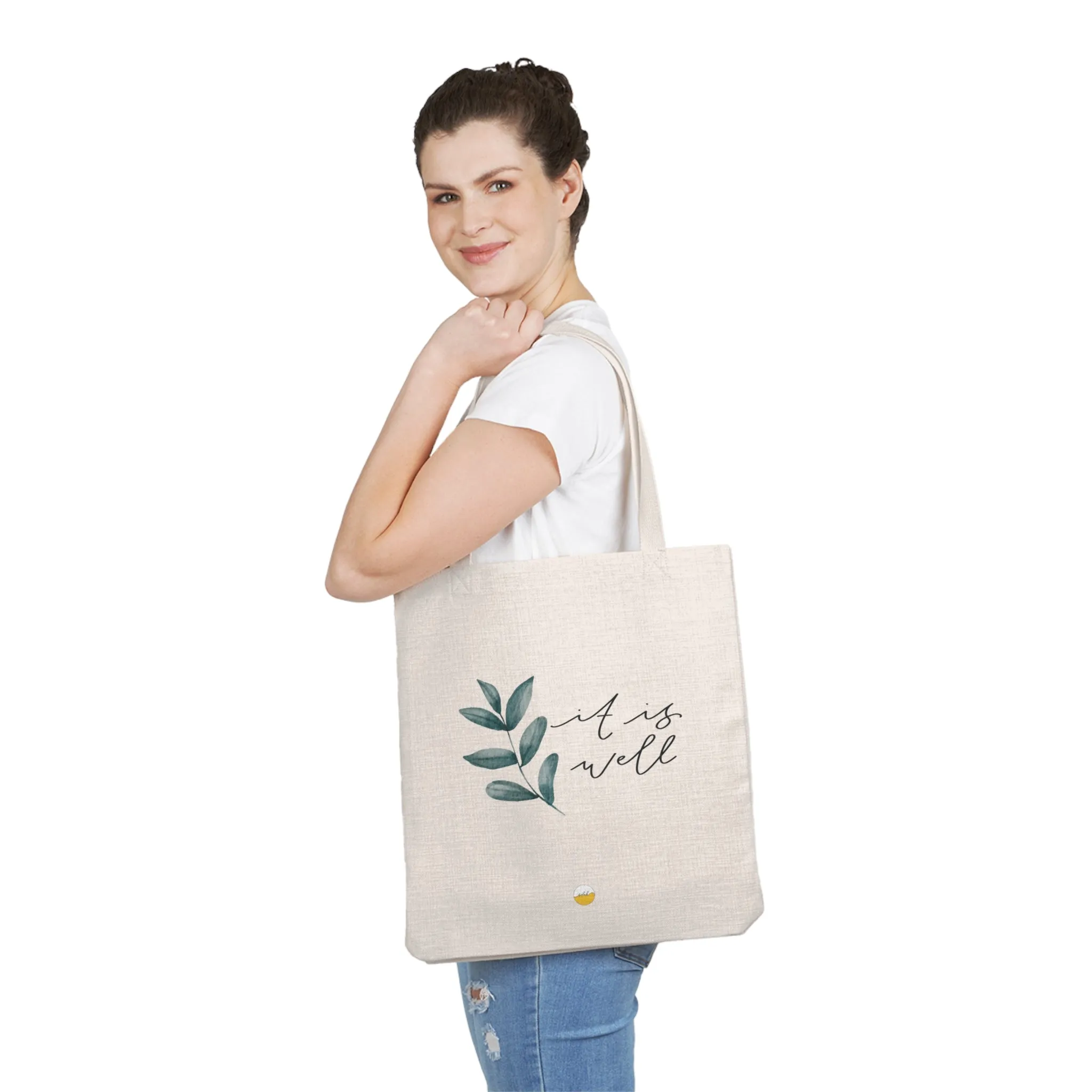 It is well with my soul Cotton Linen Tote Bag | Hand lettered, handmade Tote Bag with Christian Hymn
