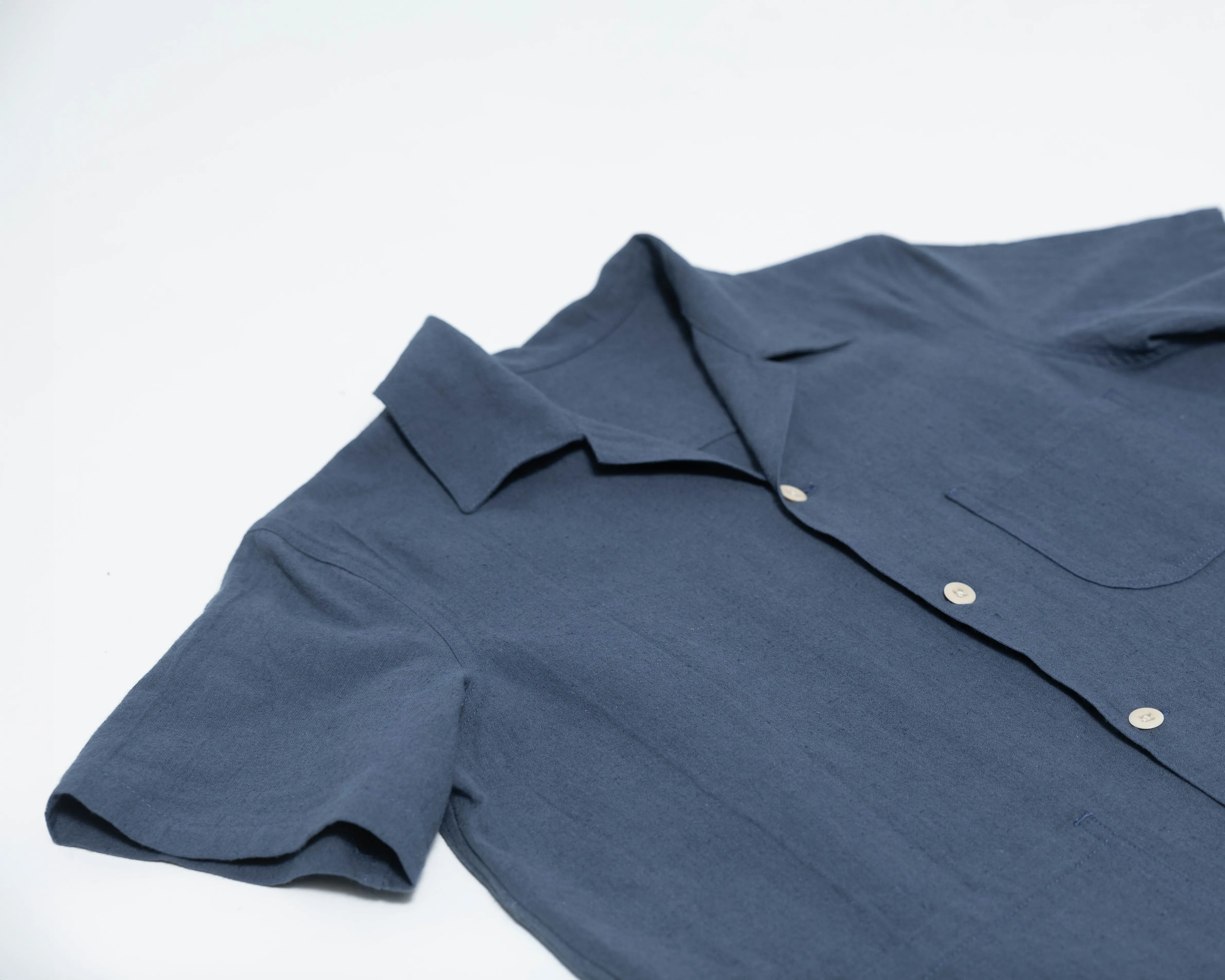 James SS Shirt - Blue Slate Linen / Cotton