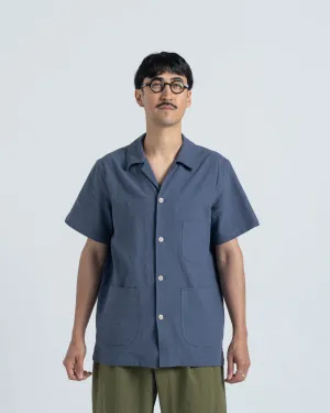 James SS Shirt - Blue Slate Linen / Cotton