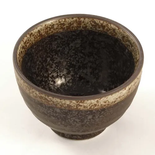 Japanese Stoneware Tea Set With Rustic Handle - Speckle Glaze
