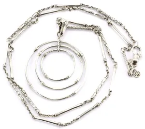 John Hardy Sterling Silver Bamboo Triple Circle Pendant 36" Sautior Necklace