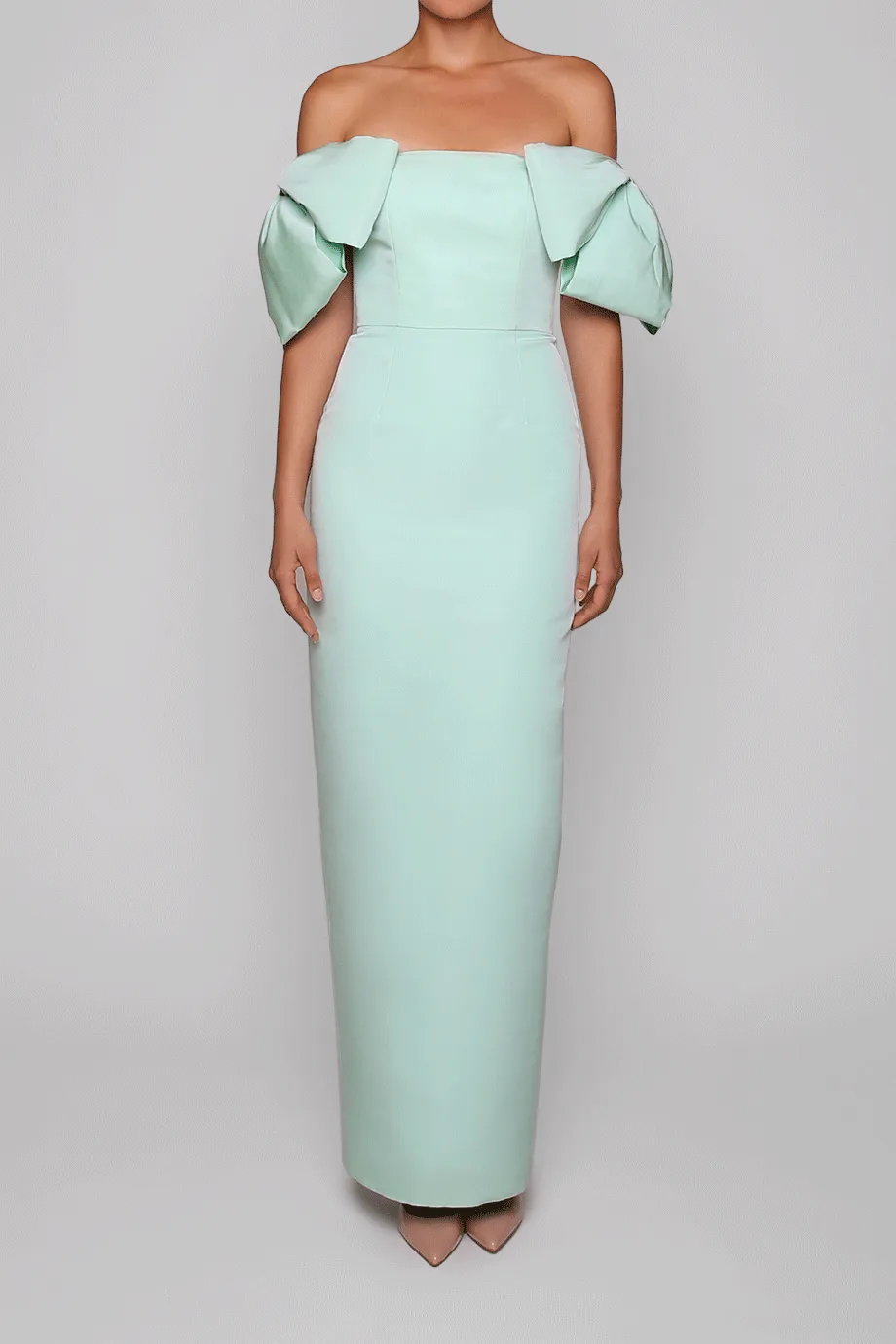 Josephine Silk Faille Column Gown with Detachable Cape