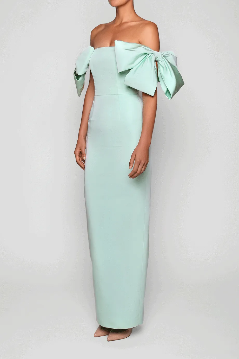 Josephine Silk Faille Column Gown with Detachable Cape