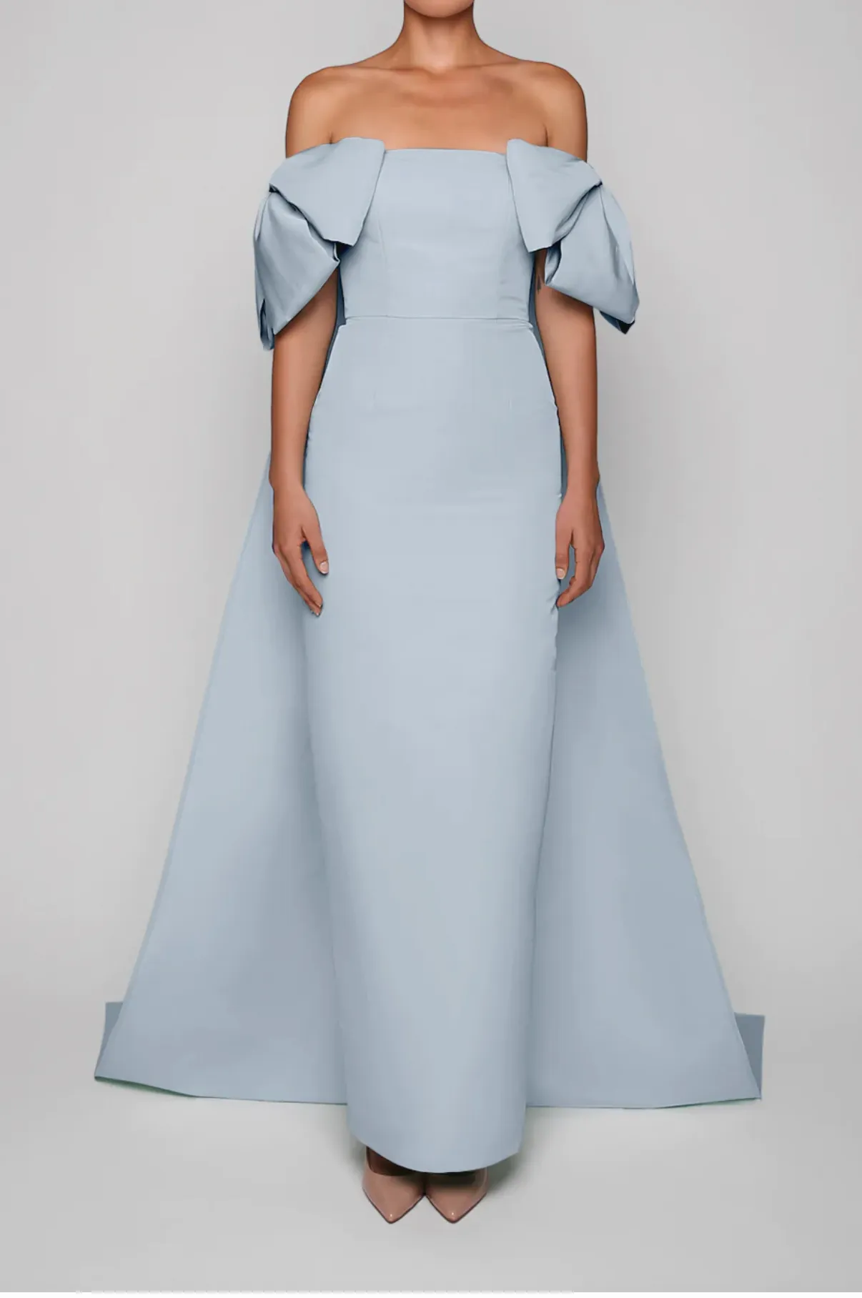 Josephine Silk Faille Column Gown with Detachable Cape